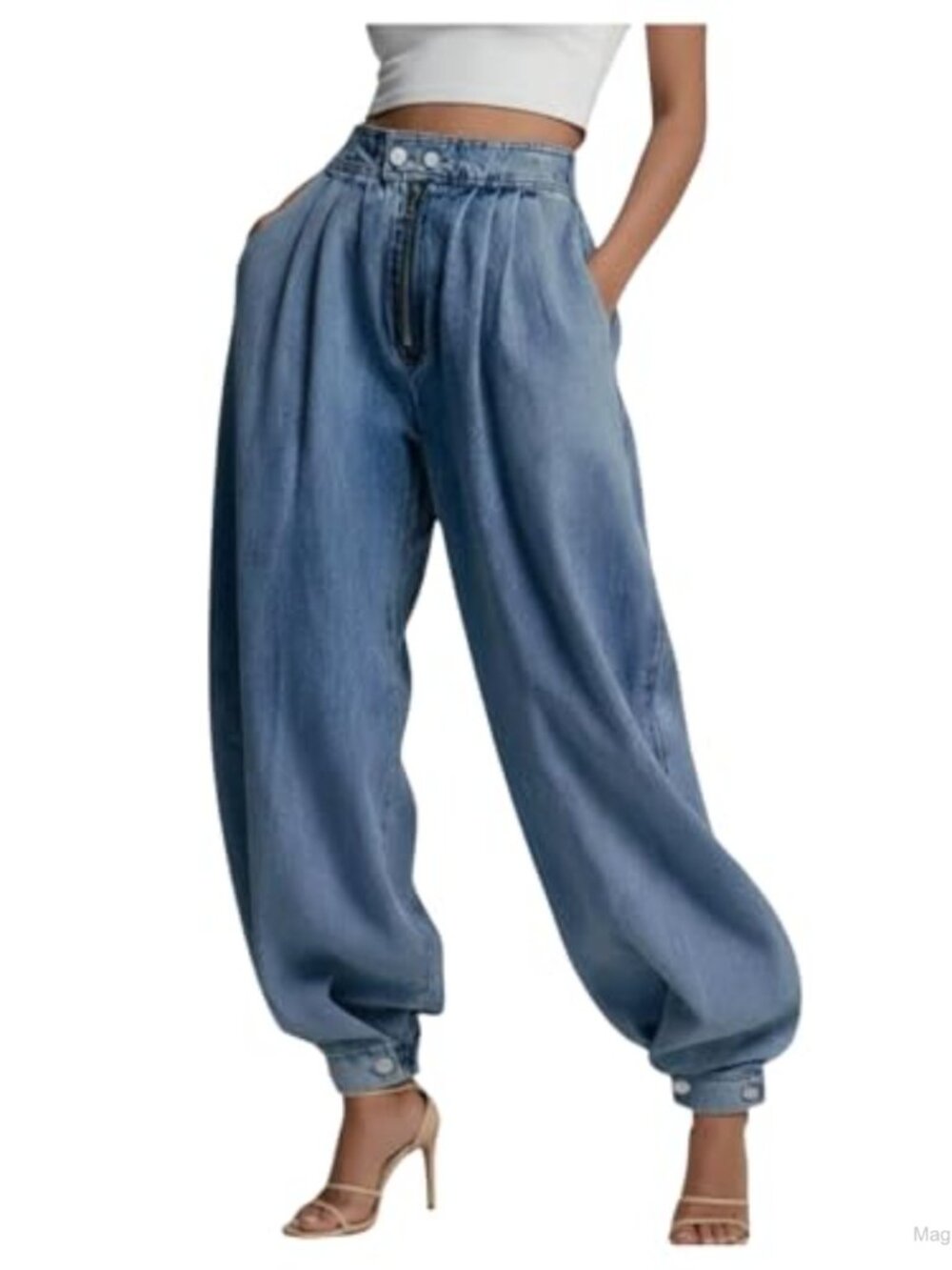 High Waisted Baggy Wide Leg Jeans Loose Fit Denim Pants Pull On